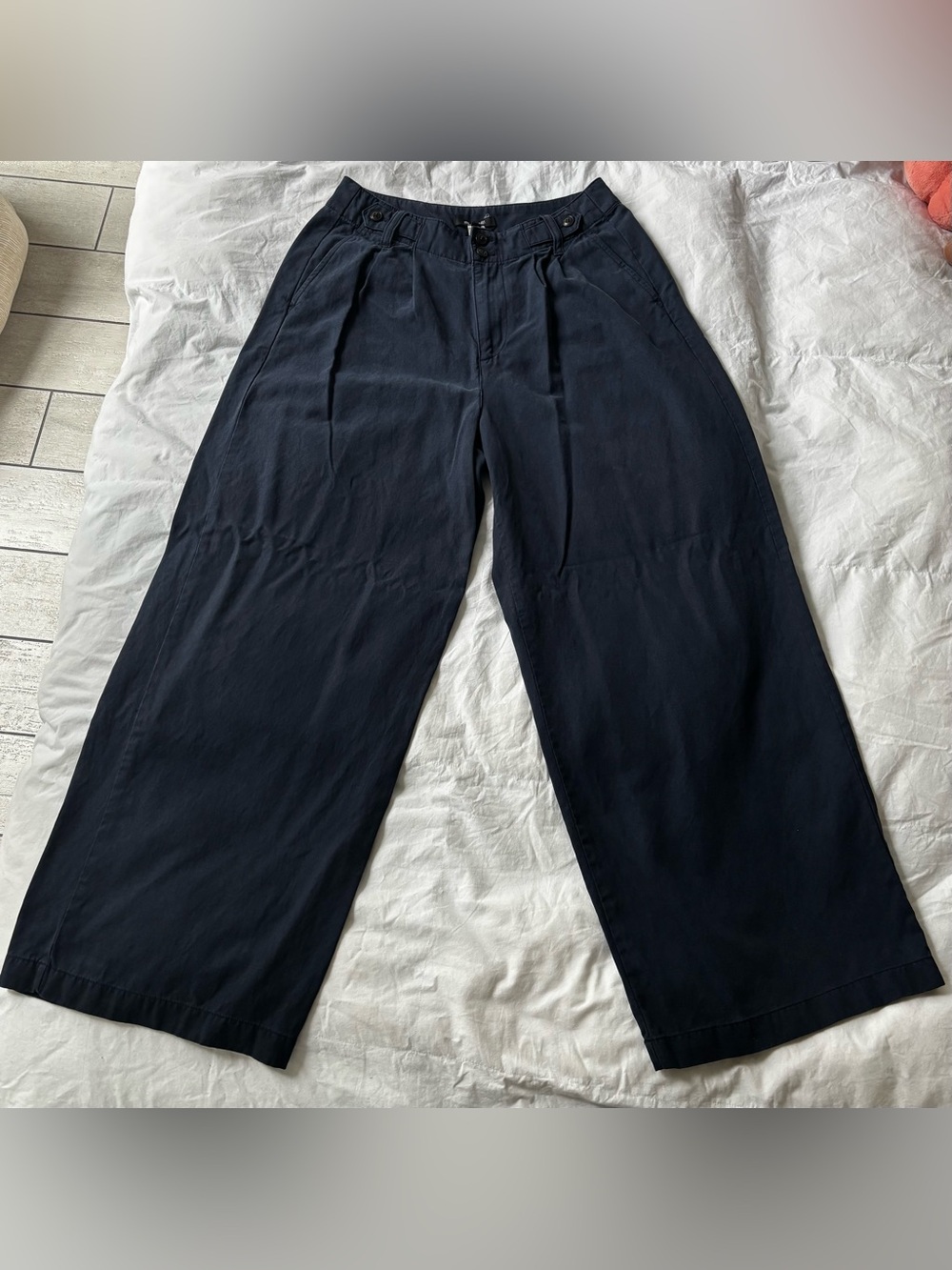 Madewell Navy Blue Pleated High Rise Tapered Trousers Pants Size 4P